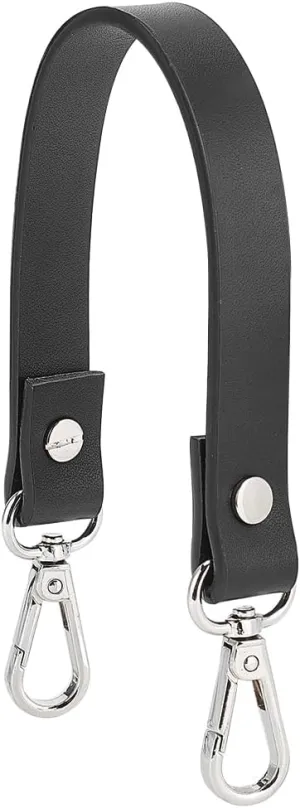 WADORN Cowhide Leather Purse Handle Strap, 13 Inch Short Leather Handbag Handle Strap Replacement Bucket Bag Top Handle DIY Bag Making Accessories for Wallet Tote Shoulder Bag Crochet Pochette, Black