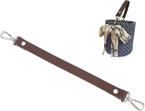 WADORN Cowhide Leather Purse Handle Strap, 13inch Leather Short Handbag Handle Strap Replacement Clutch Bag Handles DIY Bag Making Accessories for Wallet Tote Shoulder Bag Crochet Pochette, Brown
