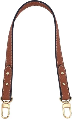 WADORN Genuine Leather Handbag Handle, 23.4 Inch Real Leather Shoulder Bag Strap Short Purse Strap Replacement Clutches Handle Tote Bucket Bag Strap DIY Bag Making Accessories, Lychee Texture, Brown