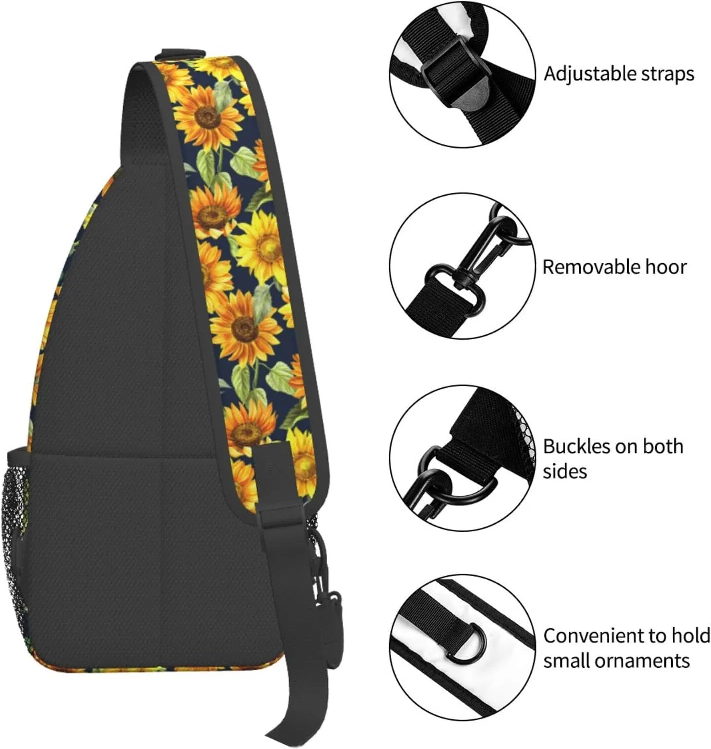 Watercolor Sunflowers Bouquet Chest Sling Bag Crossbody Shoulder Backpack Bag Gym Cycling Daypack Travel Hiking Cross Bag