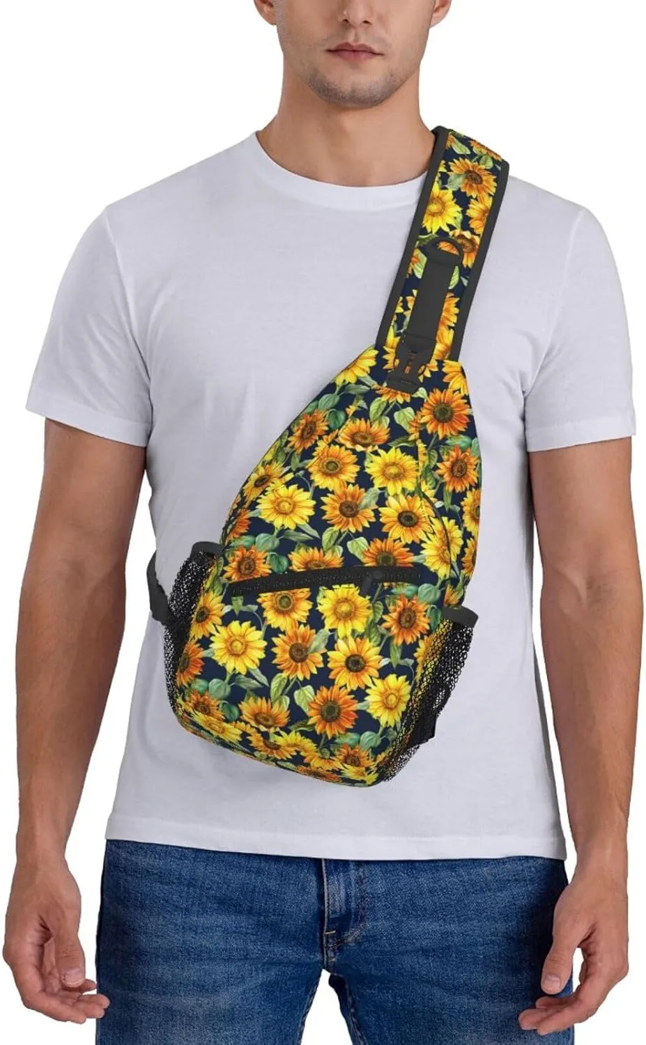 Watercolor Sunflowers Bouquet Chest Sling Bag Crossbody Shoulder Backpack Bag Gym Cycling Daypack Travel Hiking Cross Bag