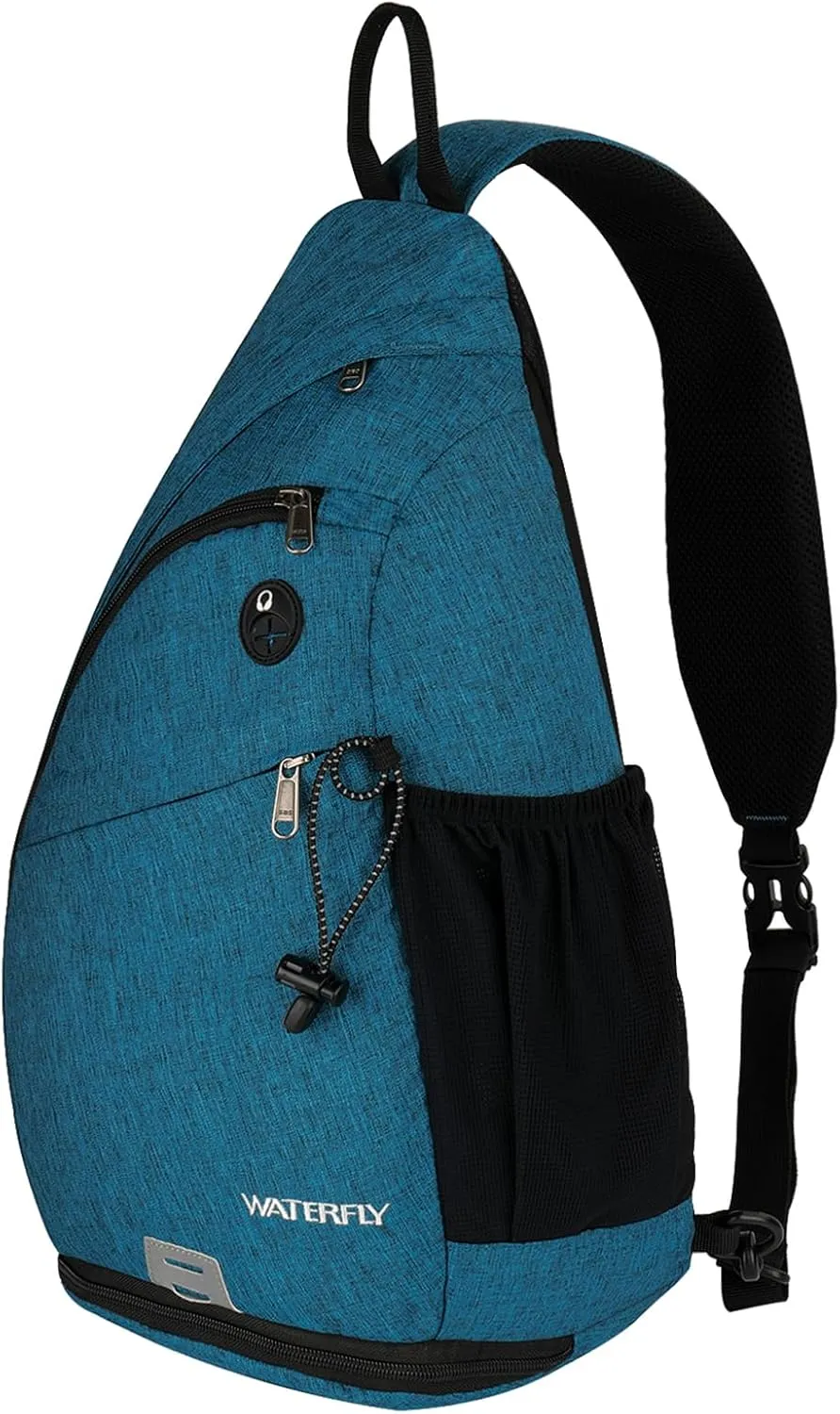 WATERFLY Sling Bag Crossbody Backpack: Over Shoulder Daypack Casual Cross Chest Side Pack