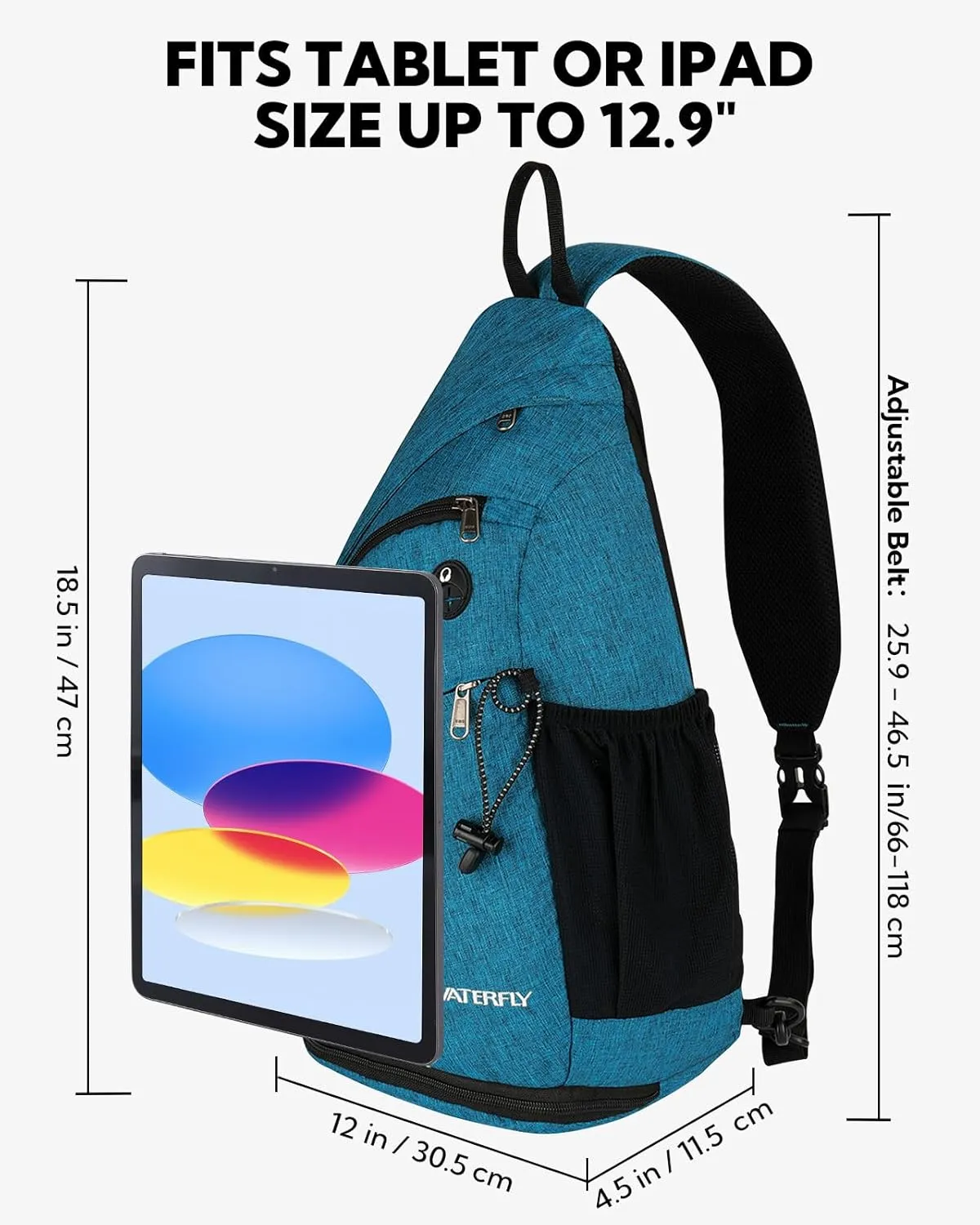WATERFLY Sling Bag Crossbody Backpack: Over Shoulder Daypack Casual Cross Chest Side Pack