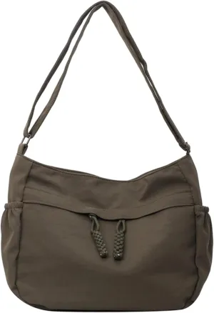 Waterproof Canvas Messenger Bag Women Multiple pockets Crossbody Shoulder Bag Spacious Student Tote with Water bottle Pocket