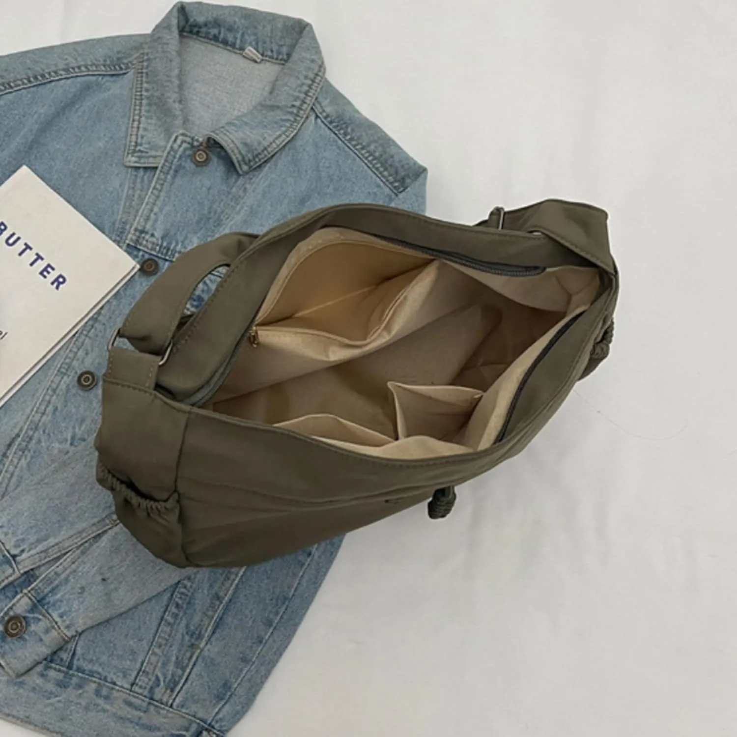 Waterproof Canvas Messenger Bag Women Multiple pockets Crossbody Shoulder Bag Spacious Student Tote with Water bottle Pocket