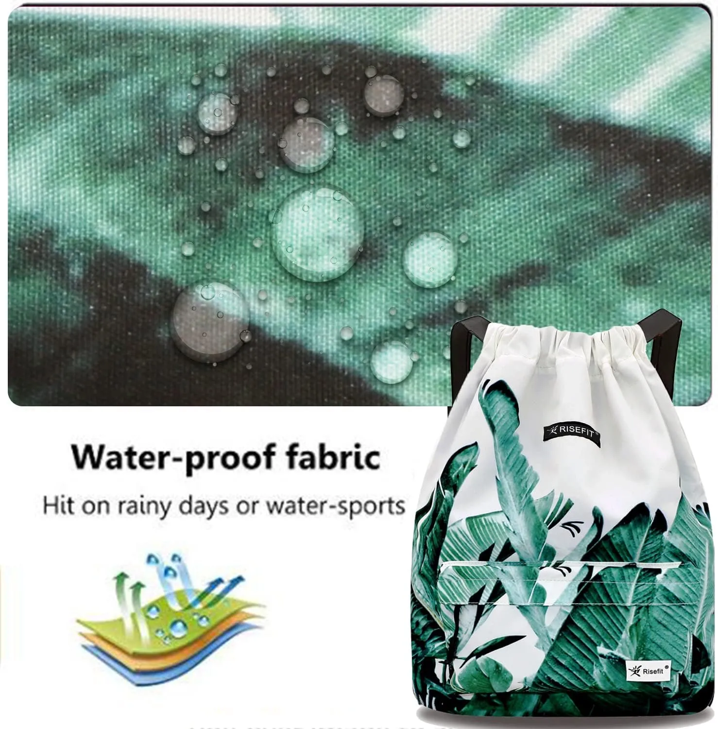 Waterproof Drawstring Bag, Gym Bag Sackpack Sports Beach Backpack for Men Women