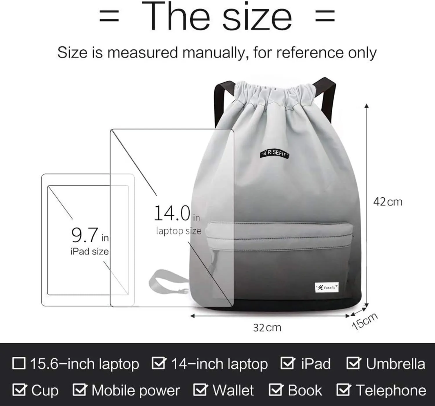 Waterproof Drawstring Bag, Gym Bag Sackpack Sports Beach Backpack for Men Women
