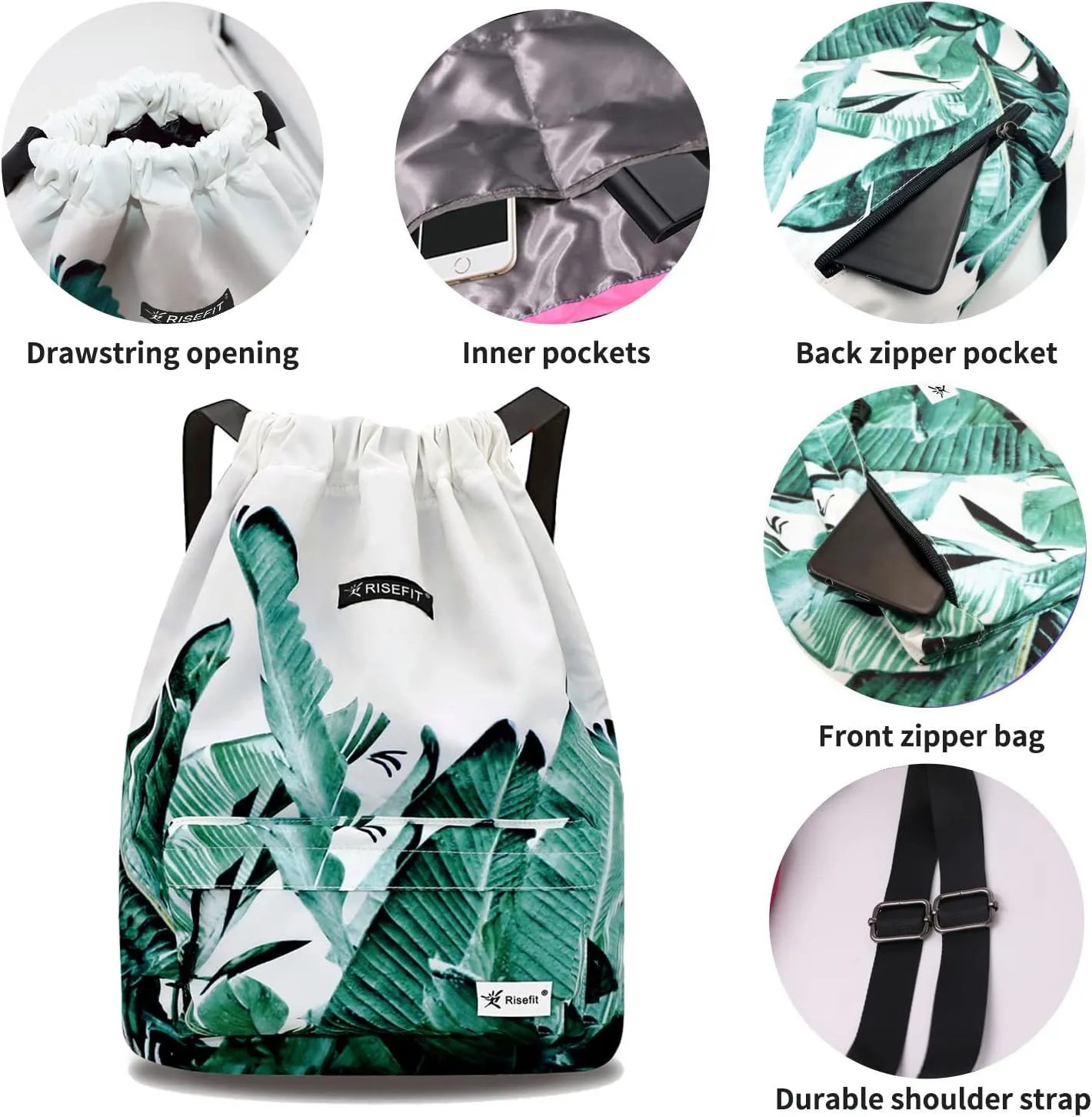 Waterproof Drawstring Bag, Gym Bag Sackpack Sports Beach Backpack for Men Women