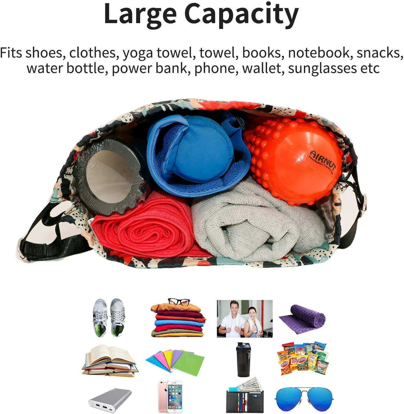 Waterproof Drawstring Bag, Gym Bag Sackpack Sports Beach Backpack for Men Women