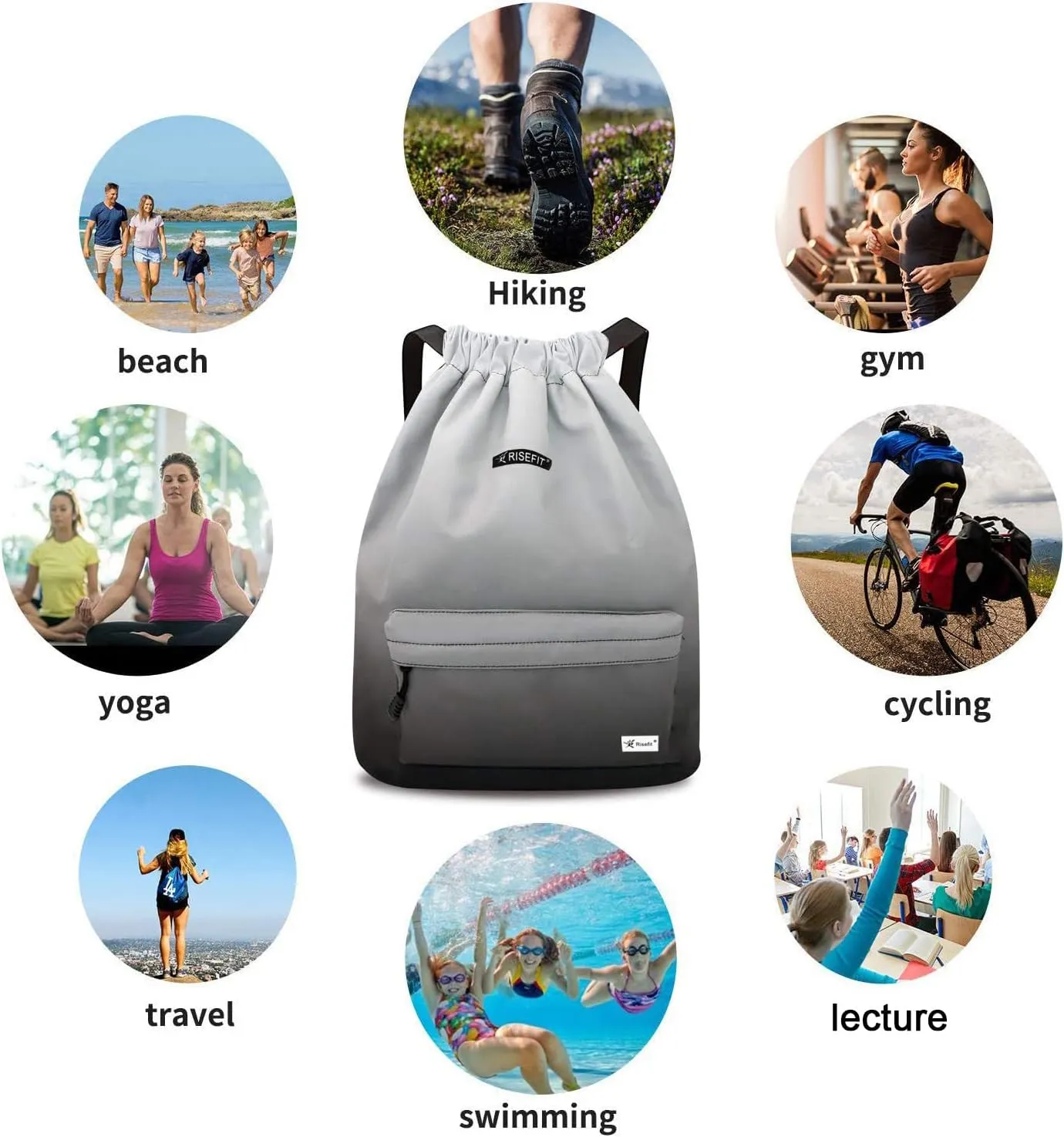 Waterproof Drawstring Bag, Gym Bag Sackpack Sports Beach Backpack for Men Women