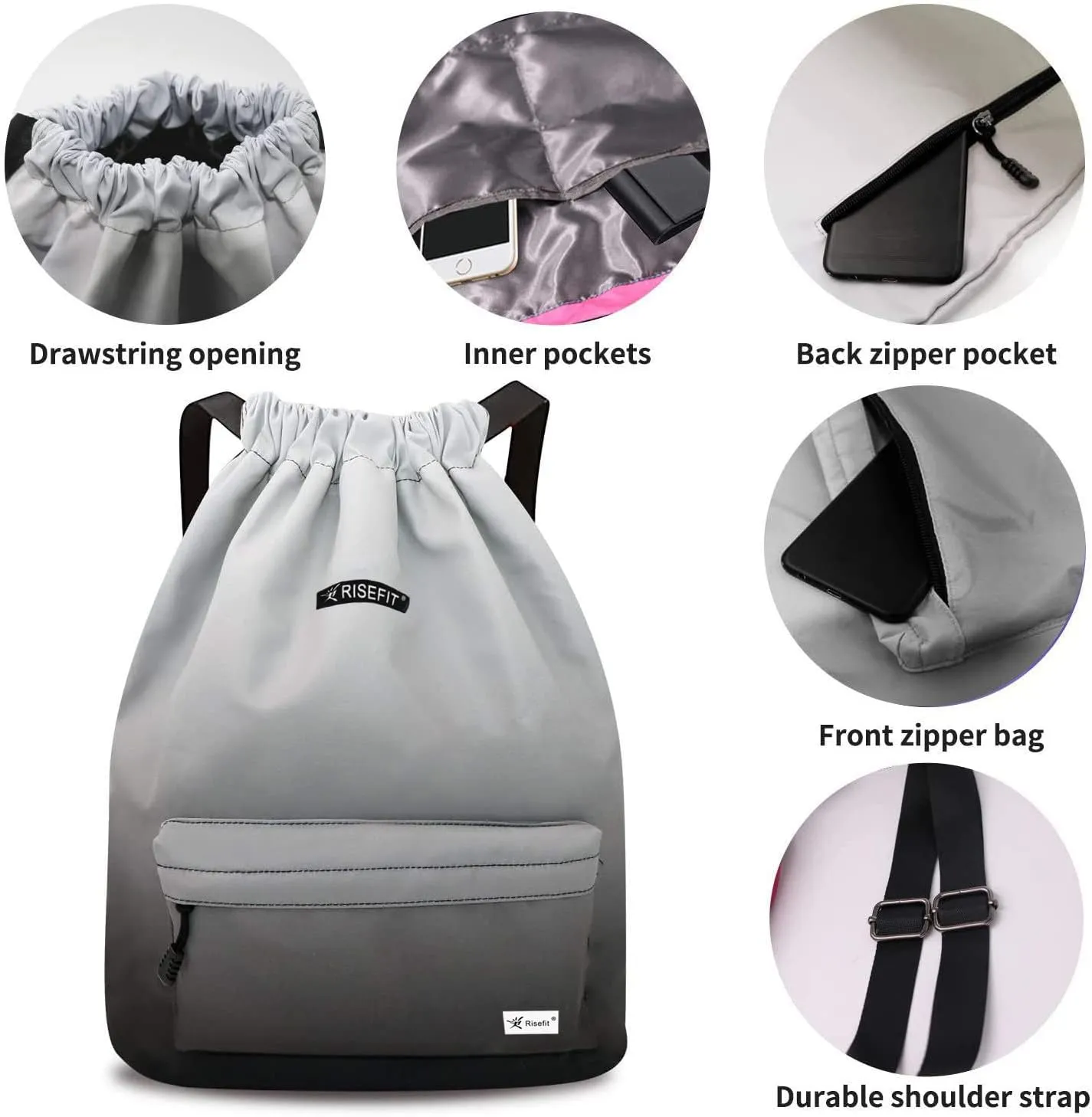 Waterproof Drawstring Bag, Gym Bag Sackpack Sports Beach Backpack for Men Women