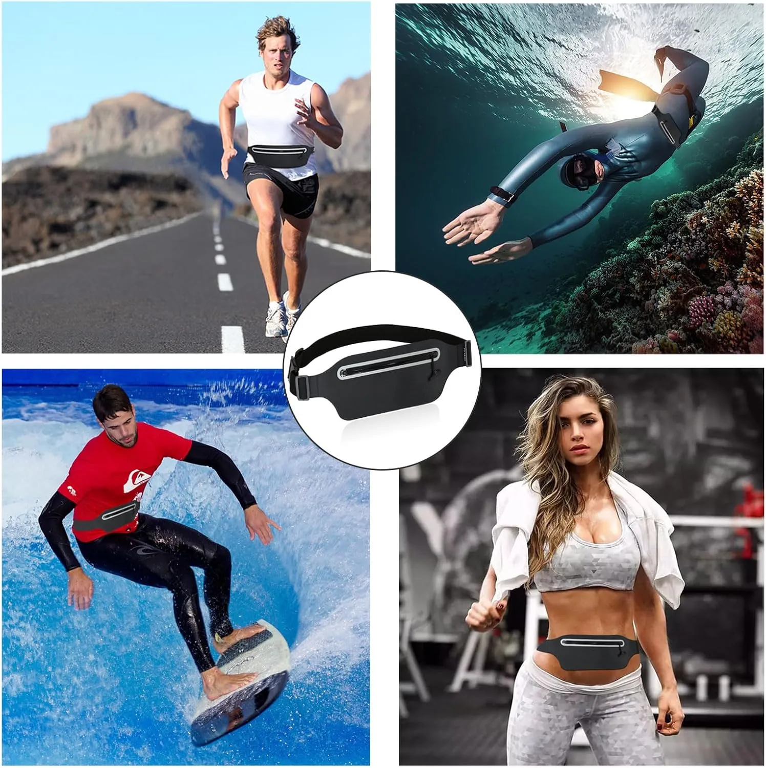 Waterproof Fanny Pack for Women Men Kids Running Belt Bag,Small Dry Bag Cell Phone Waist Pouch for Swimming Beach Travel Kayaking Boating Water Sport Fishing Hiking GYM Exercise Walking Black