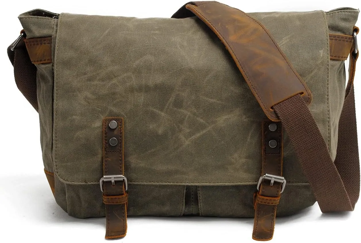 Waterproof Vintage-Style Canvas Messenger Bag - Durable & Stylish for Everyday Use green