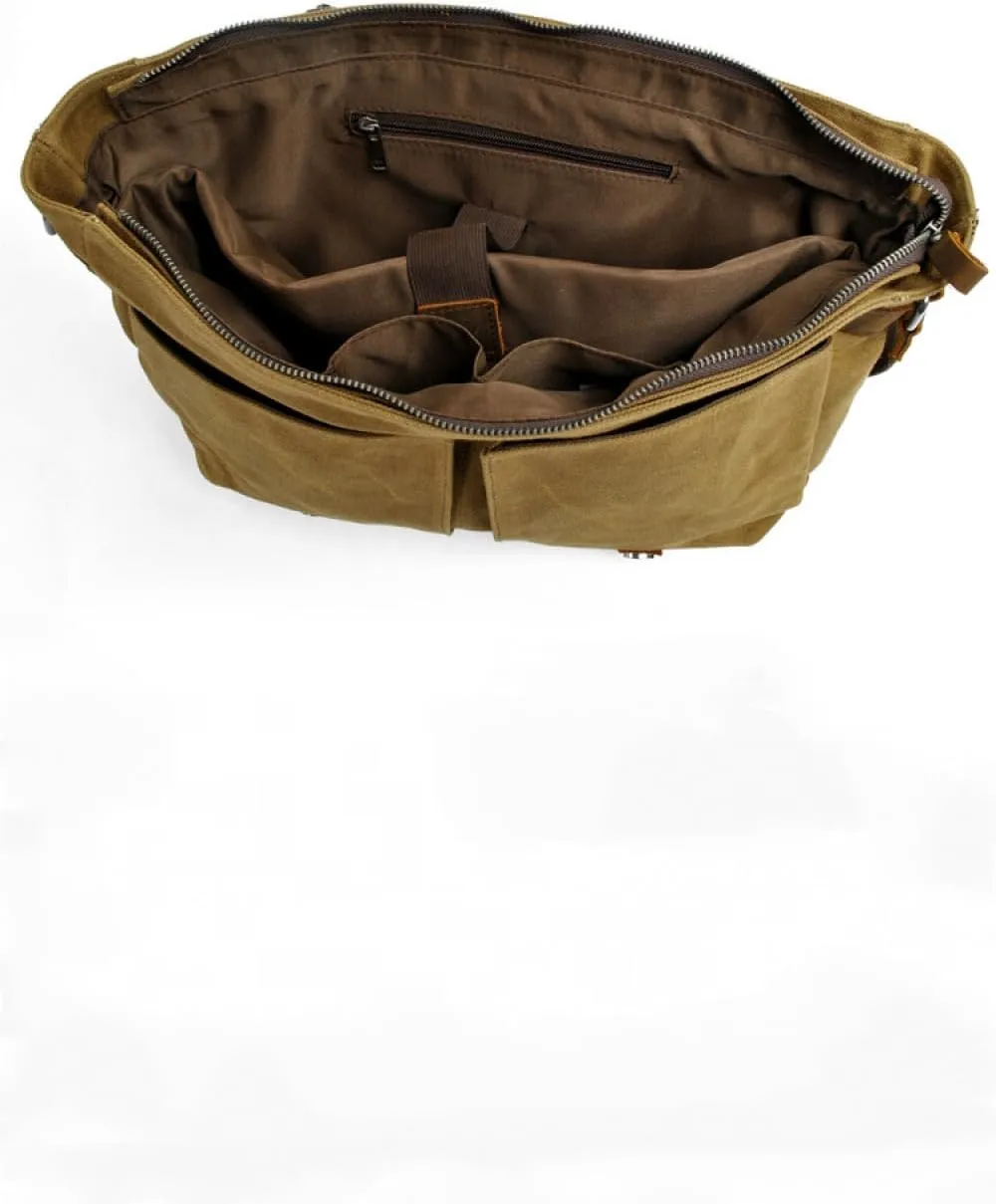 Waterproof Vintage-Style Canvas Messenger Bag - Durable & Stylish for Everyday Use green