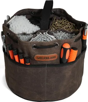 WELKINLAND 12-Pockets Canvas Screw Bags, Heavy-Duty screws pouch, StandUp parachute tools bag, Small parts organizer bag, Parachute bag for screws