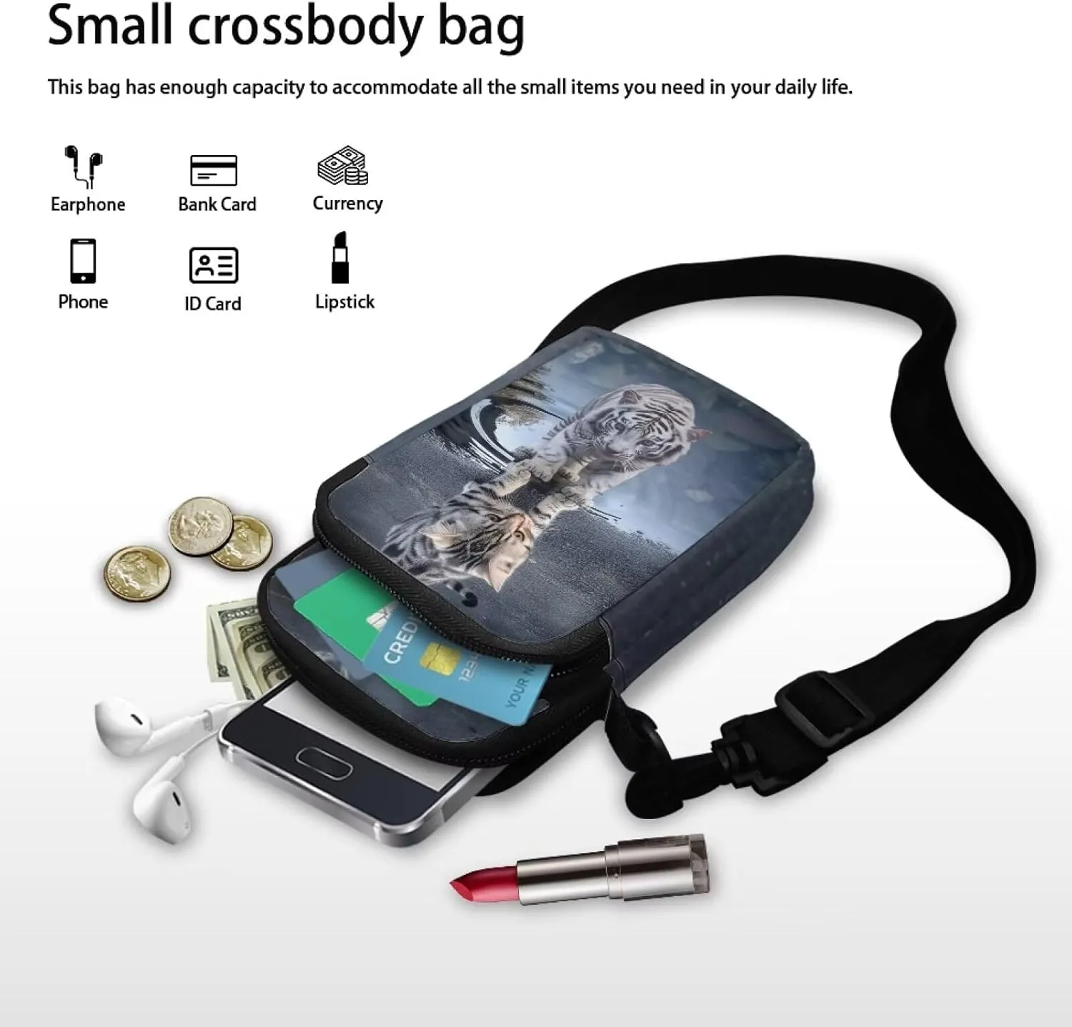 WELLFLYHOM Cell Phone Purse Women Crossbody Bag Canvas Messenger Pouch Travel Wallet