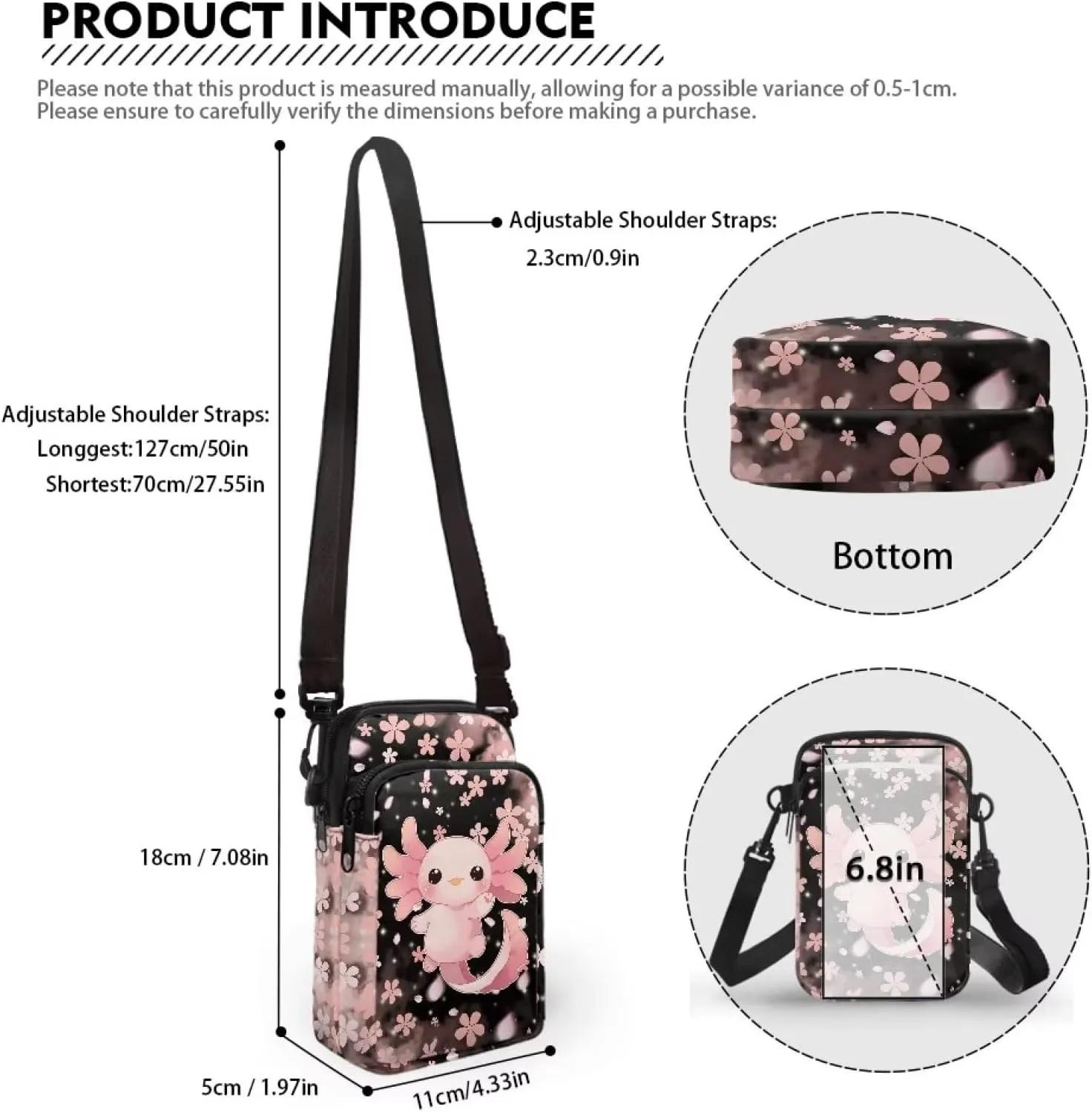 WELLFLYHOM Cell Phone Purse Women Crossbody Bag Canvas Messenger Pouch Travel Wallet