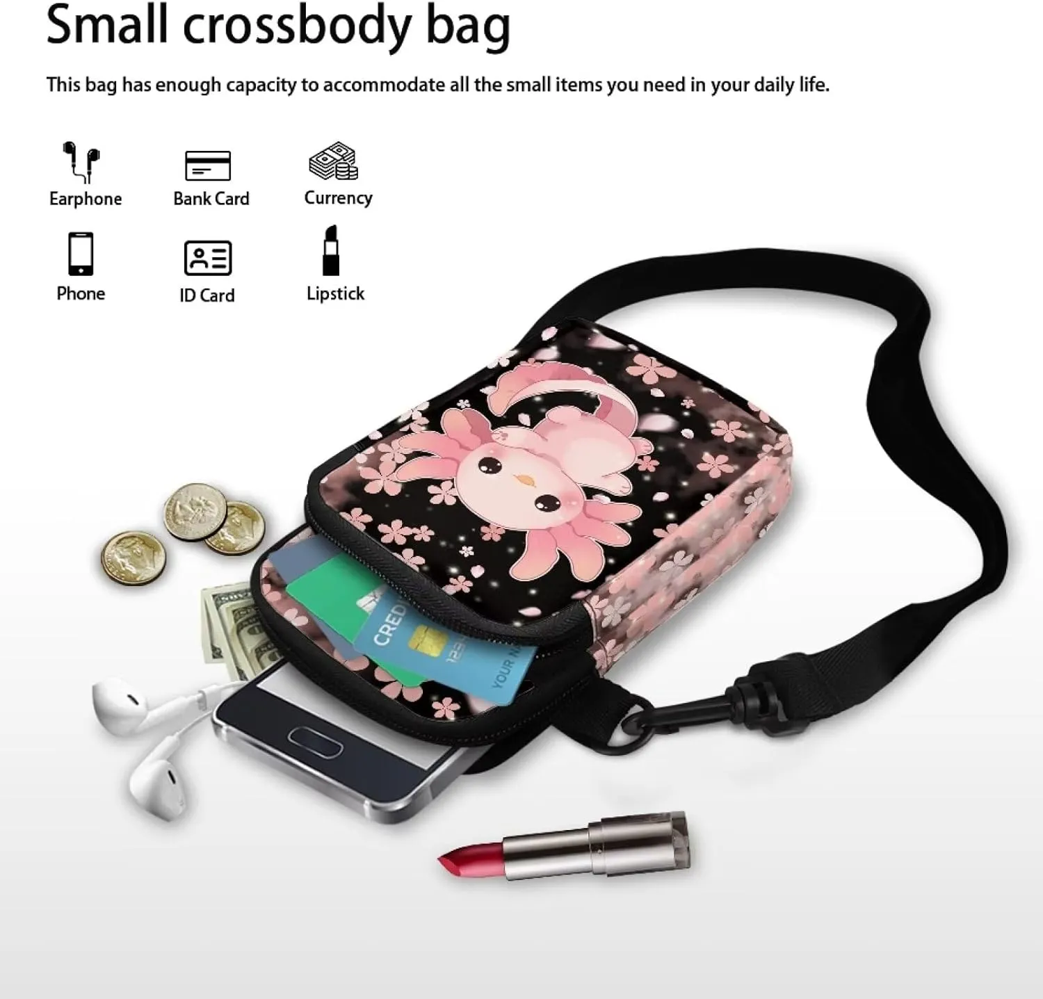 WELLFLYHOM Cell Phone Purse Women Crossbody Bag Canvas Messenger Pouch Travel Wallet