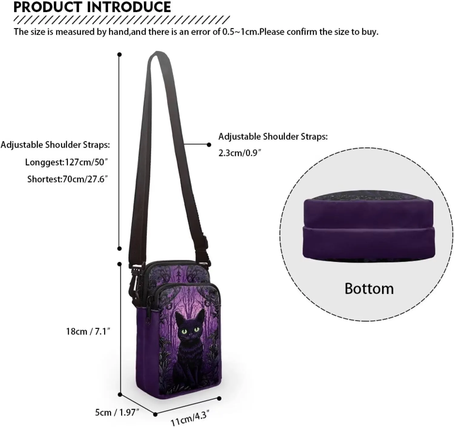 WELLFLYHOM Mini Crossbody Bag Phone Purses Wallet for Women Canvas Messenger Pouch
