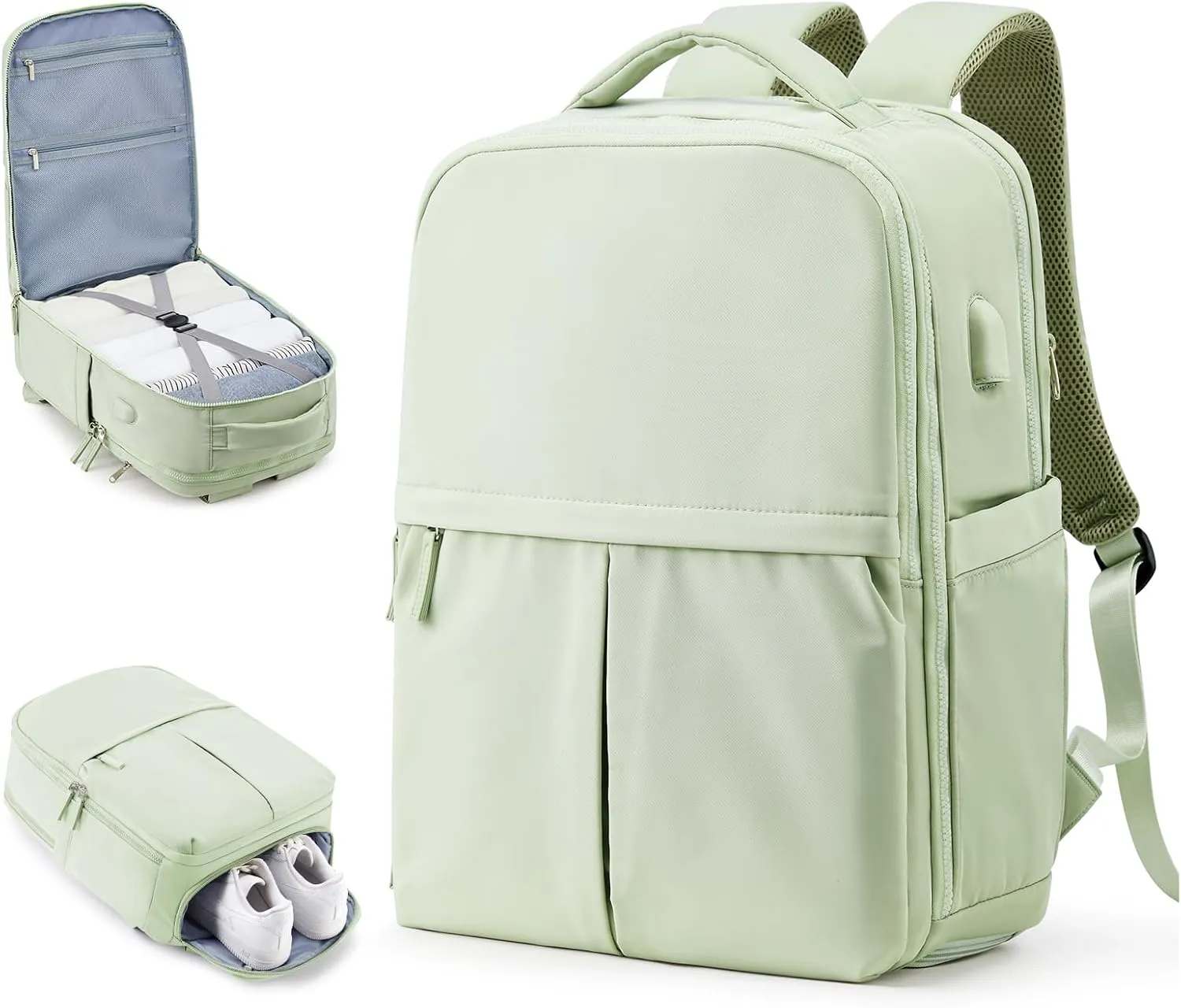 wepadre Mochila De Viaje Travel Backpack Carry On Flight Approved Large Travel Backpack For Men Women Carry On Backpack For Airplanes Personal Item Travel Bag 18x14x8 Inches Travel Bag Green