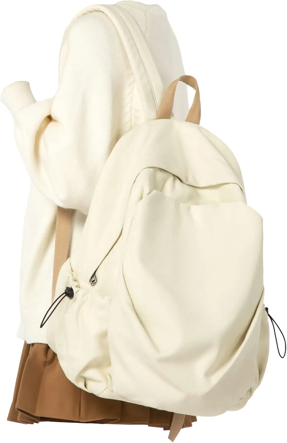 weradar Basic High School Backpack For Women Men,Lightweight Casual Daypack Backpack For College Students,Aesthetic Middle School Bag,Cute Bookbag For Teen Girls Boys(Beige)