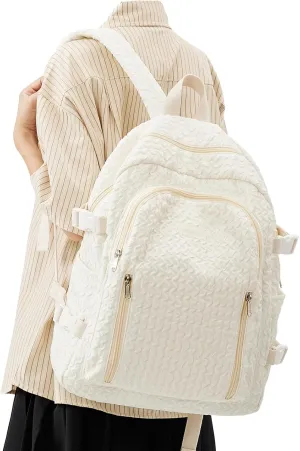 weradar Lightweight Middle School Bag For Teens Girls,Kawaii Backpack For College Students,Aesthetic Bookbag For Women,Cute School Backpack For Women Casual Daypack(Beige)