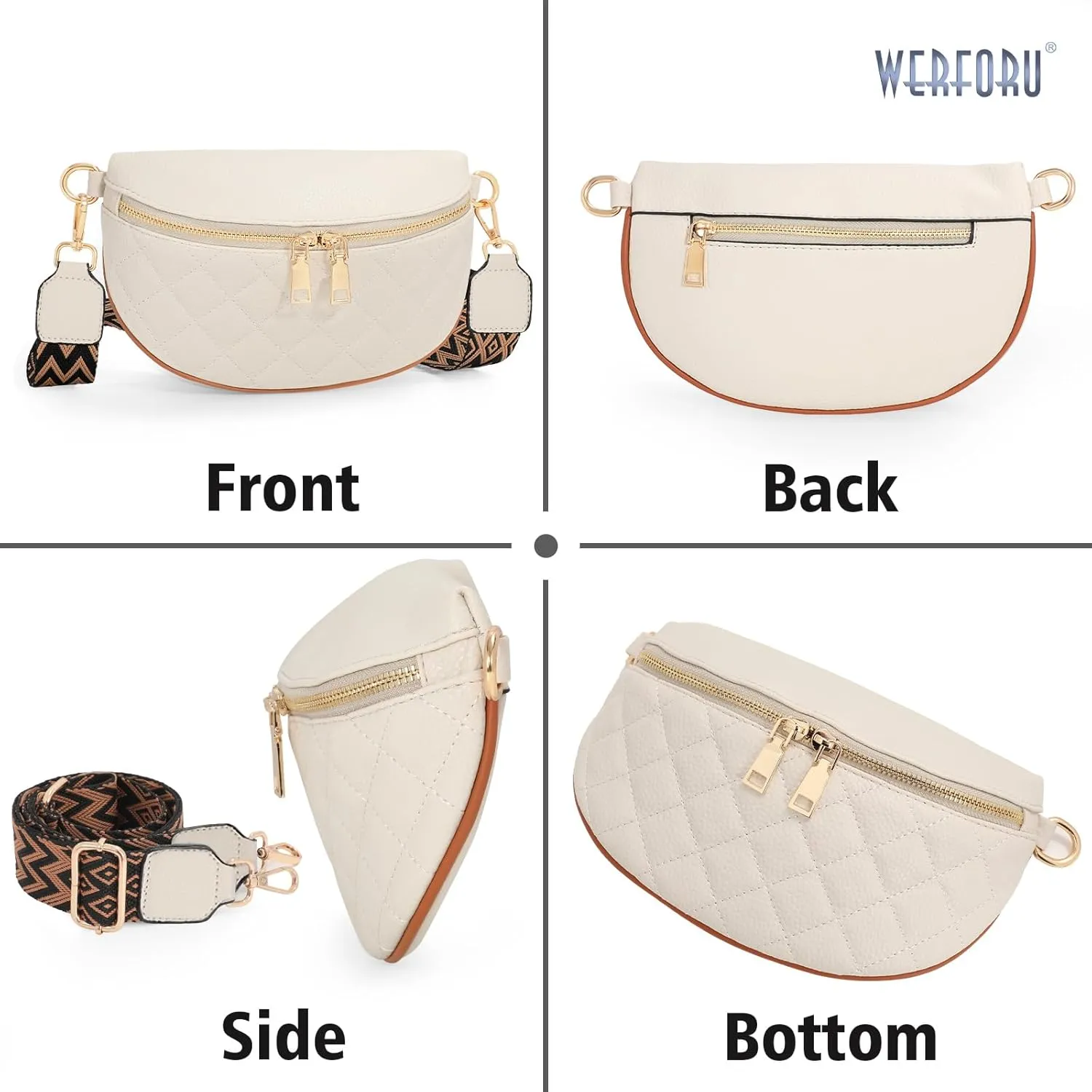 WERFORU Small Crossbody Sling Bag for Women Fanny Packs Faux Leather Chest Bag for Travel…