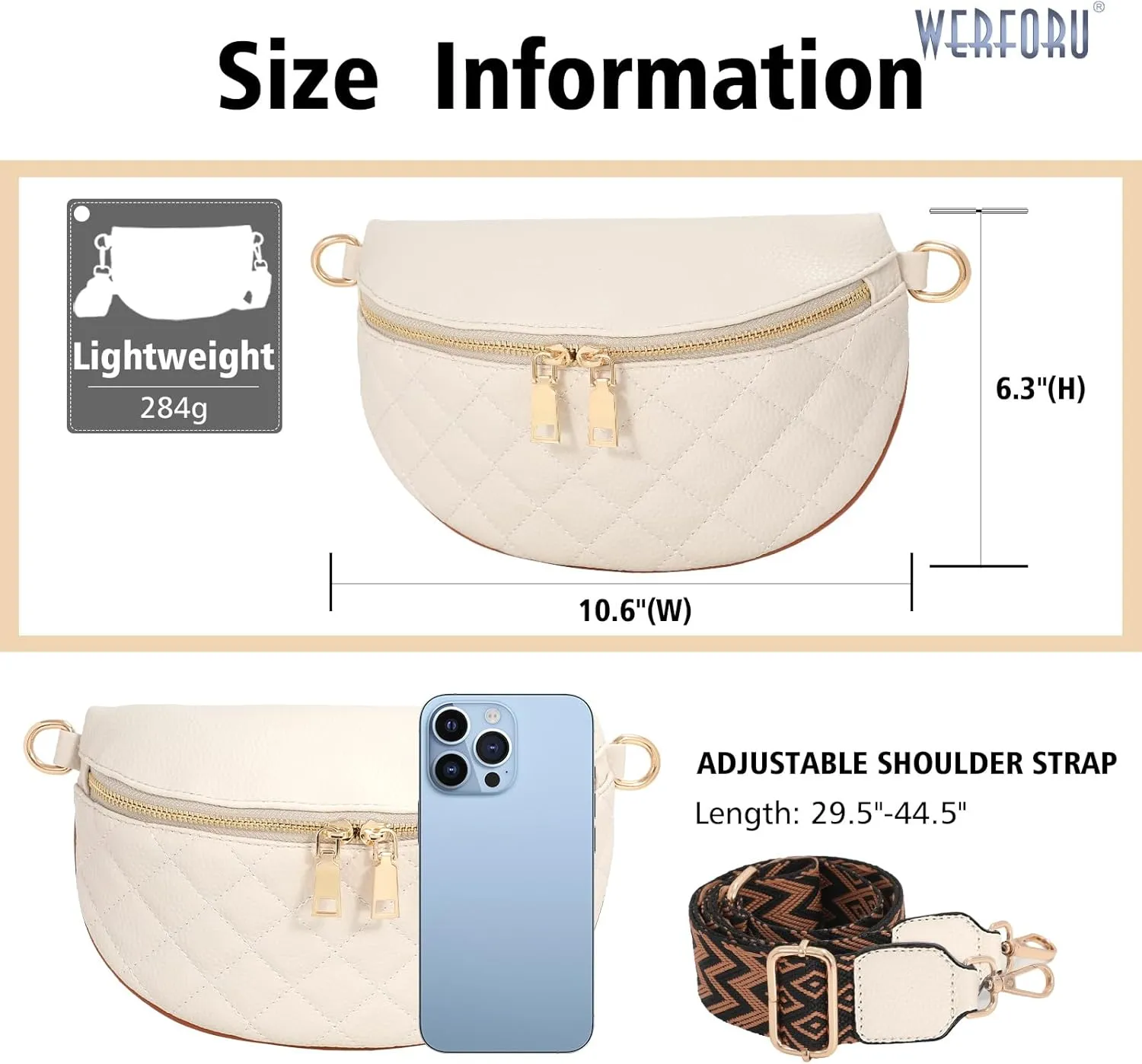 WERFORU Small Crossbody Sling Bag for Women Fanny Packs Faux Leather Chest Bag for Travel…