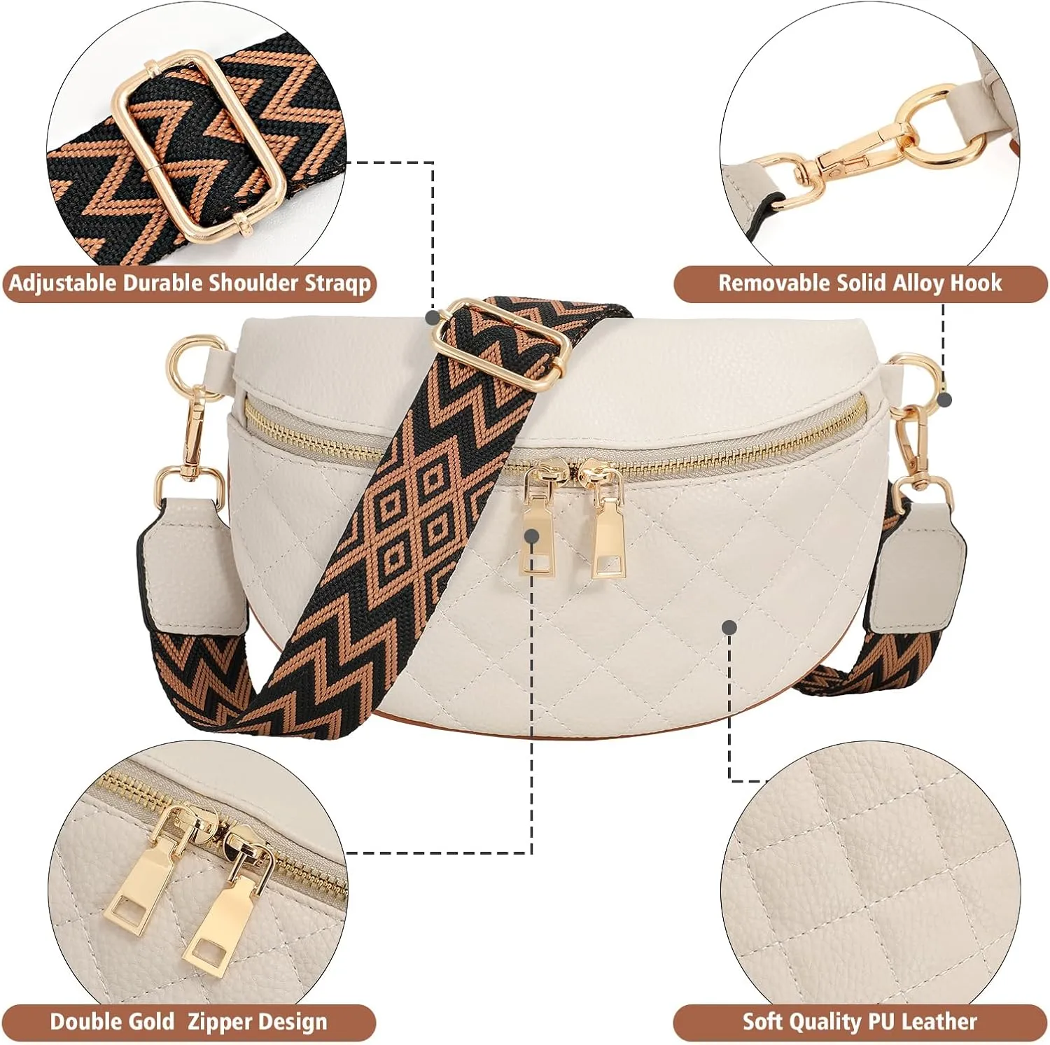 WERFORU Small Crossbody Sling Bag for Women Fanny Packs Faux Leather Chest Bag for Travel…