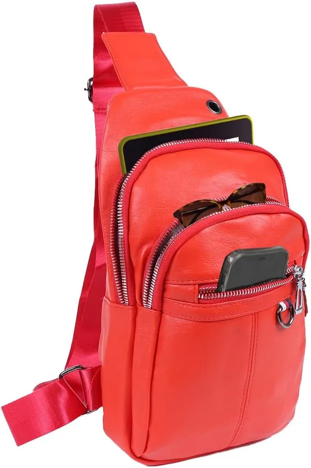 WESTEND Crossbody PU Leather Sling Bag with Adjustable Strap-Travel Small Daypack