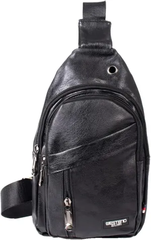 WESTEND Small Crossbody Leather Sling Bag with Adjustable Strap - Travel Small Daypack