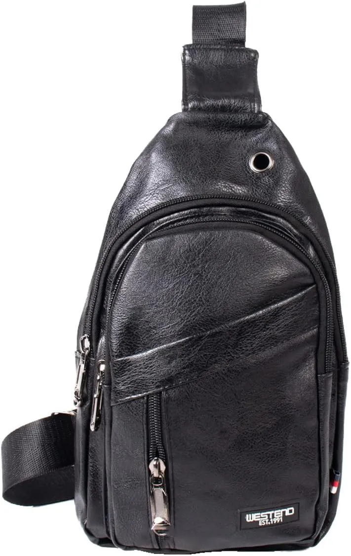 WESTEND Small Crossbody Leather Sling Bag with Adjustable Strap - Travel Small Daypack