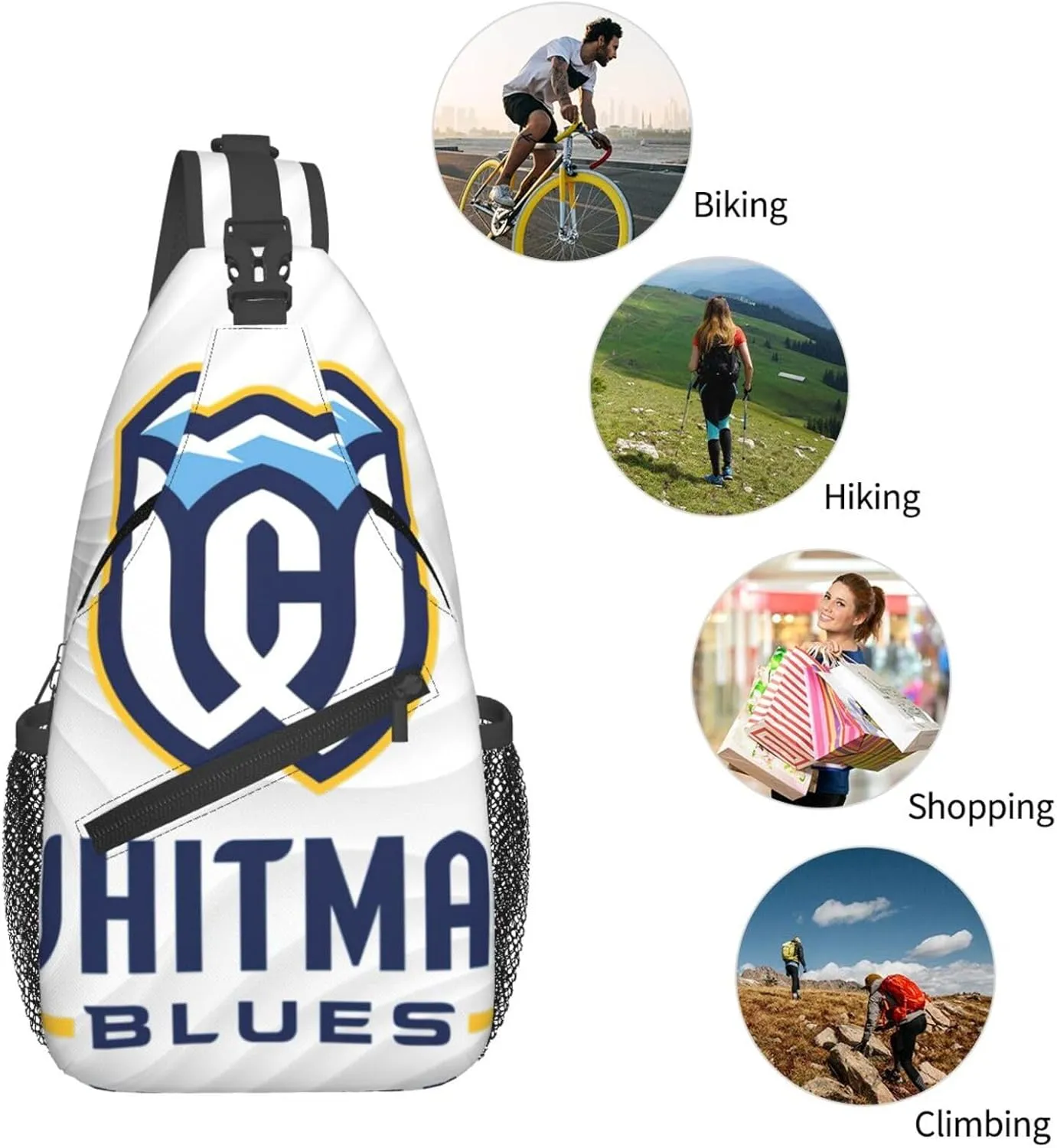 Whitman College Logo Crossbody Backpack For Men Women Sling Shoulder Dachshunds Dog Chest Bag Lightweight One Strap Multipurpose Travel Hiking Daypack