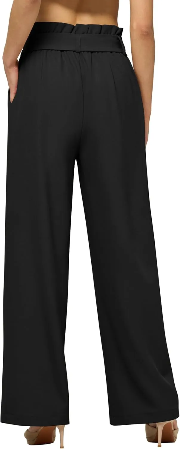 Willit Women's Wide Leg Pants Belted High Waisted Work Dress Pants Casual Palazzo Long Trousers 28"/30"/32"