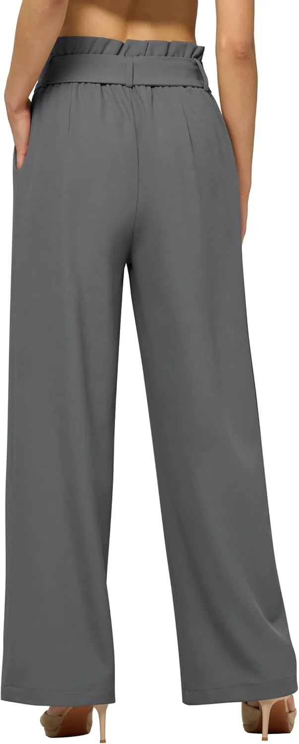 Willit Women's Wide Leg Pants Belted High Waisted Work Dress Pants Casual Palazzo Long Trousers 28"/30"/32"