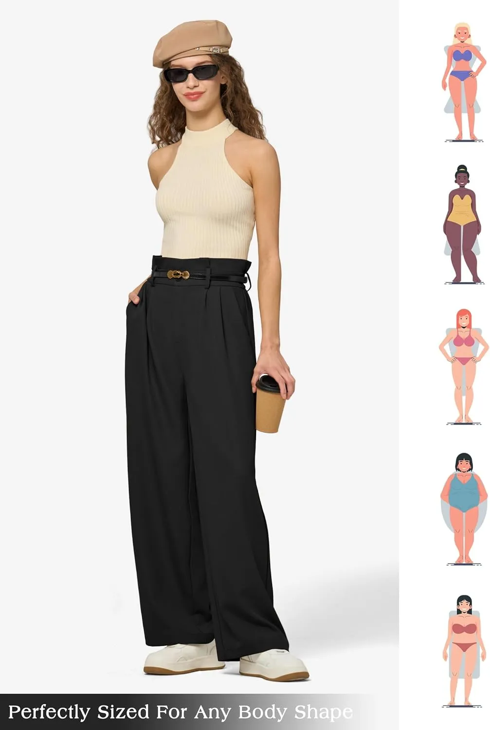 Willit Women's Wide Leg Pants Belted High Waisted Work Dress Pants Casual Palazzo Long Trousers 28"/30"/32"