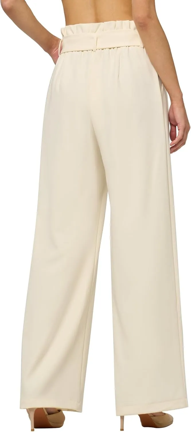 Willit Women's Wide Leg Pants Belted High Waisted Work Dress Pants Casual Palazzo Long Trousers 28"/30"/32"