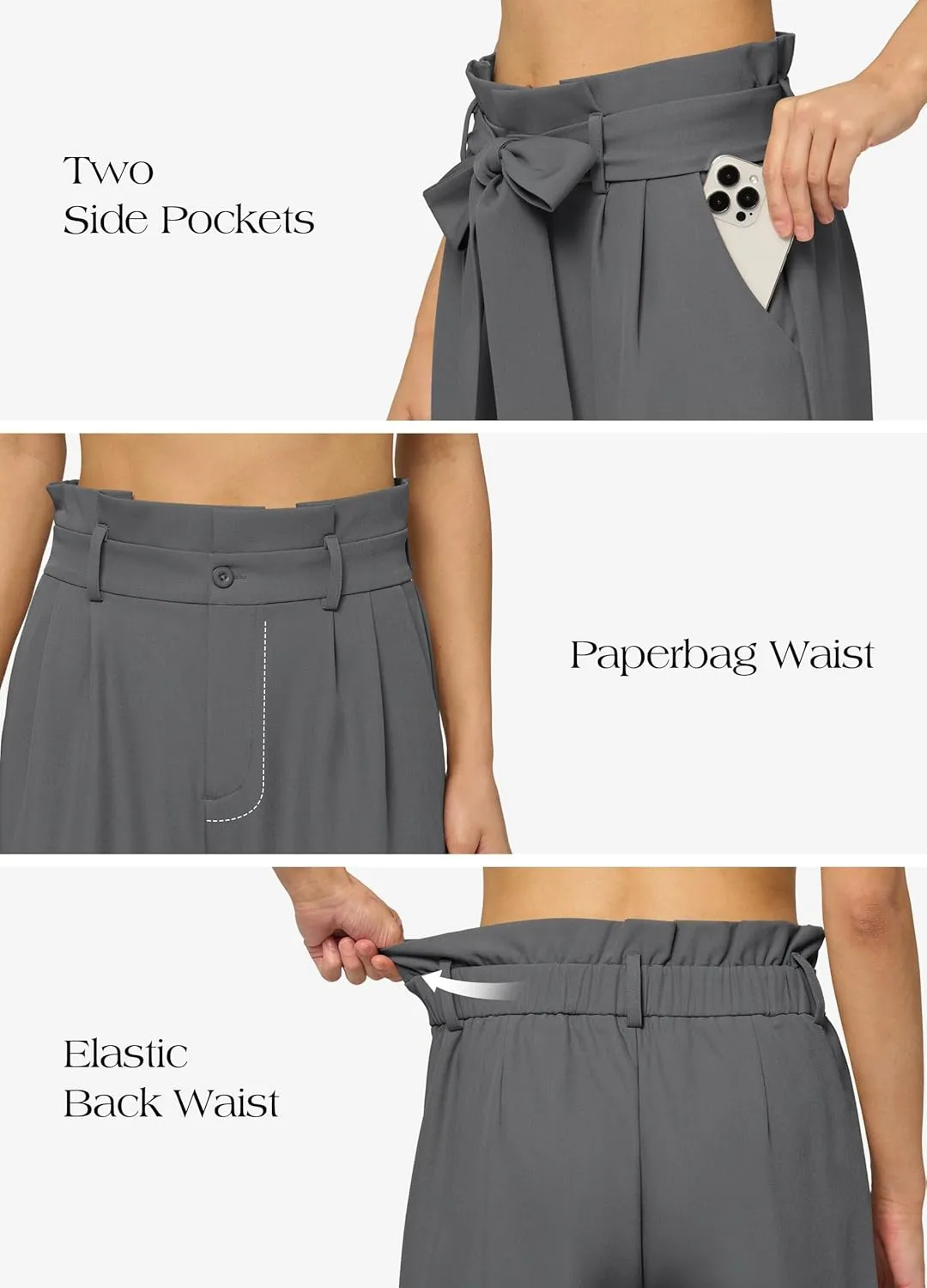 Willit Women's Wide Leg Pants Belted High Waisted Work Dress Pants Casual Palazzo Long Trousers 28"/30"/32"