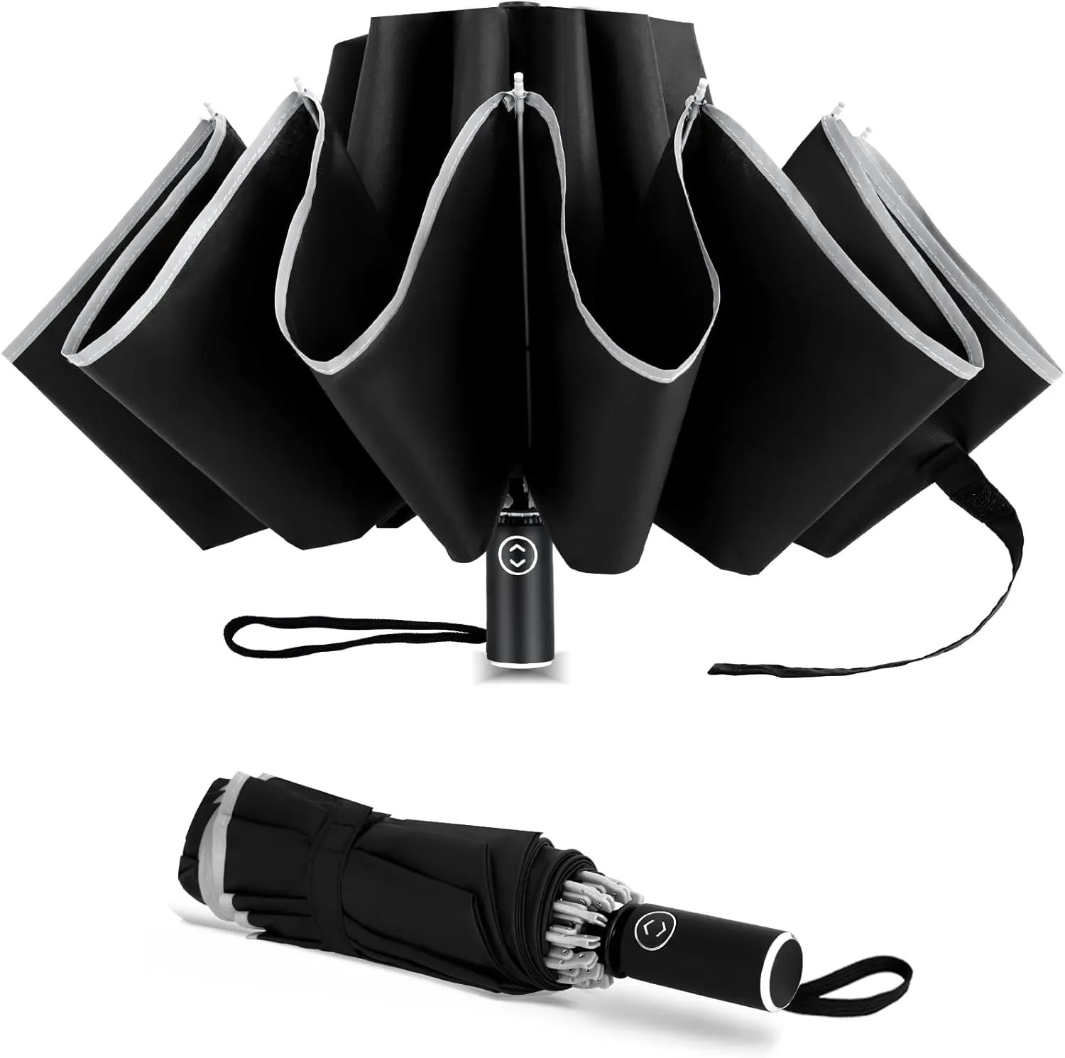 Windproof Travel Umbrella, Compact Inverted Reverse Folding Portable Car Backpack Purse Umbrella for Rain