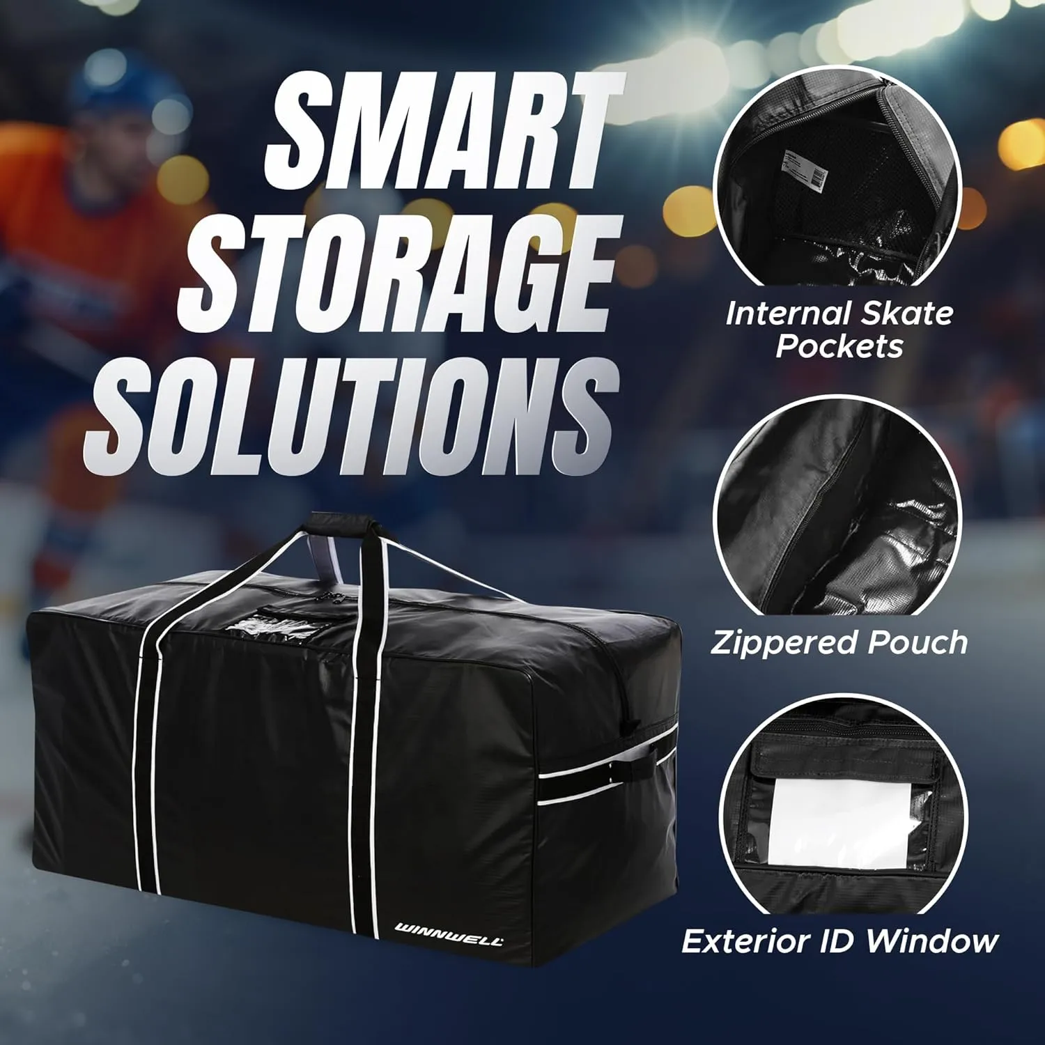 Winnwell Classic Team Hockey Bag - Durable Ice Hockey Bags For Equipment & Accessories - Sports Equipment Gear Bag Best For Ringette Equipment, Ice Skating Equipment, & Hockey Goalie Gear