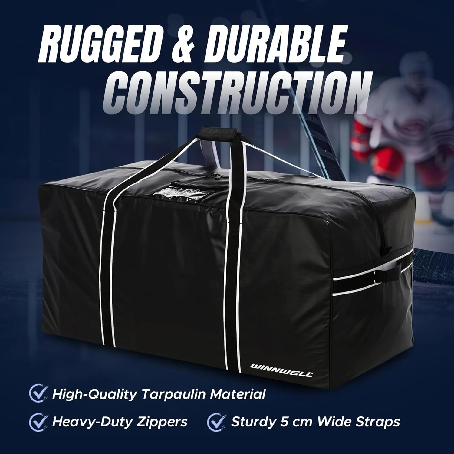 Winnwell Classic Team Hockey Bag - Durable Ice Hockey Bags For Equipment & Accessories - Sports Equipment Gear Bag Best For Ringette Equipment, Ice Skating Equipment, & Hockey Goalie Gear