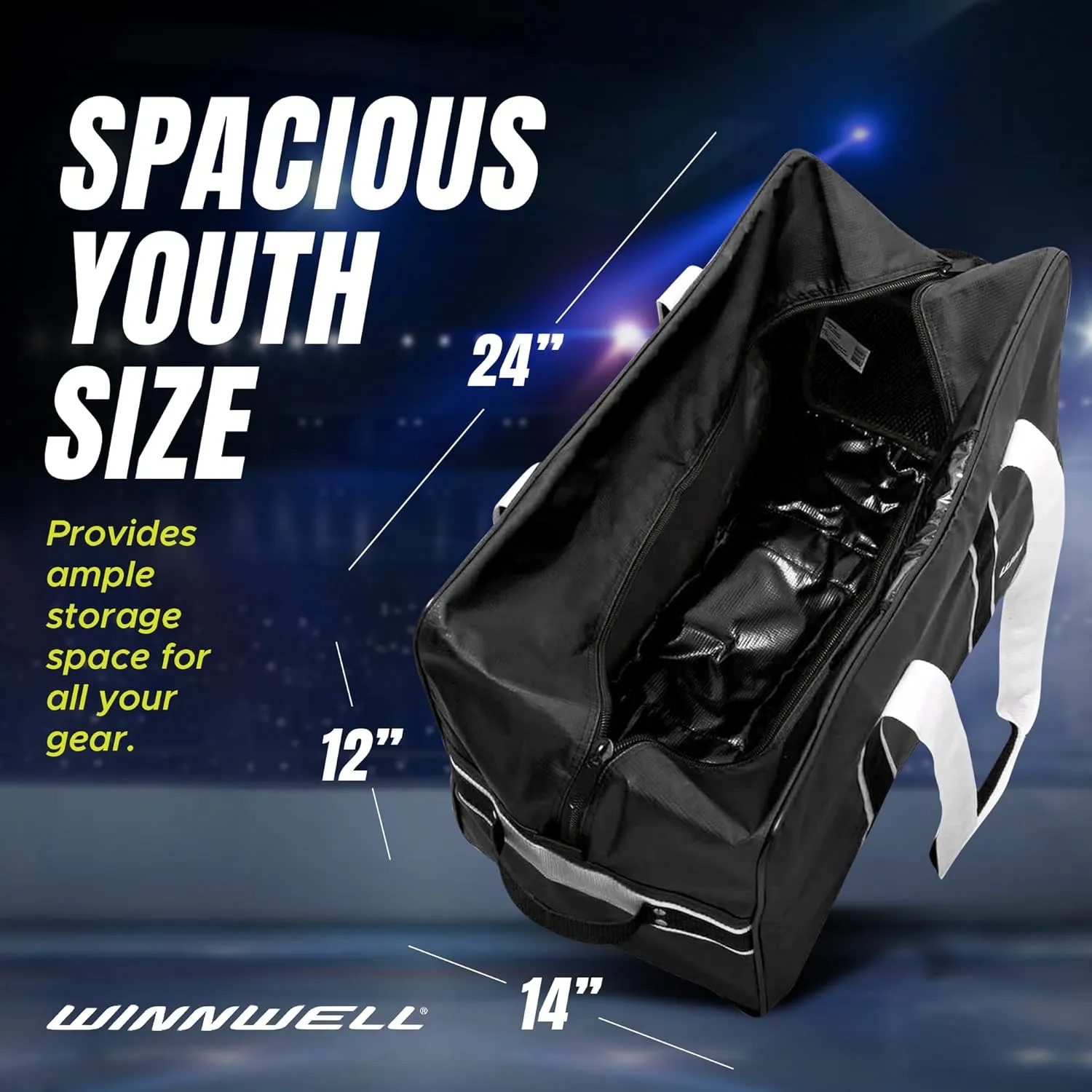 Winnwell Classic Team Hockey Bag - Durable Ice Hockey Bags For Equipment & Accessories - Sports Equipment Gear Bag Best For Ringette Equipment, Ice Skating Equipment, & Hockey Goalie Gear