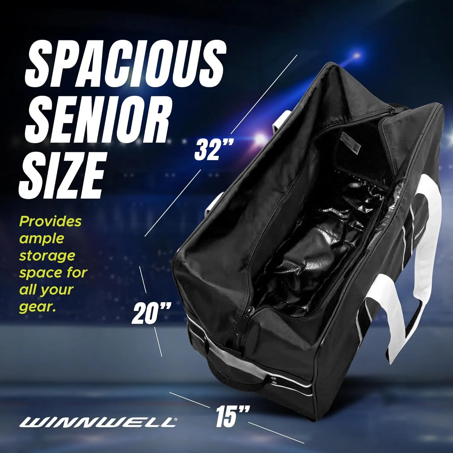 Winnwell Classic Team Hockey Bag - Durable Ice Hockey Bags For Equipment & Accessories - Sports Equipment Gear Bag Best For Ringette Equipment, Ice Skating Equipment, & Hockey Goalie Gear