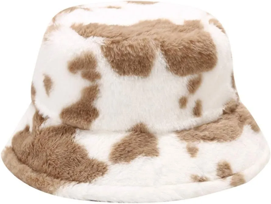 Winter Plush Bucket Hat for Women Warm Soft Faux Fur Fisherman Cap Fuzzy Fluffy Bucket Hats