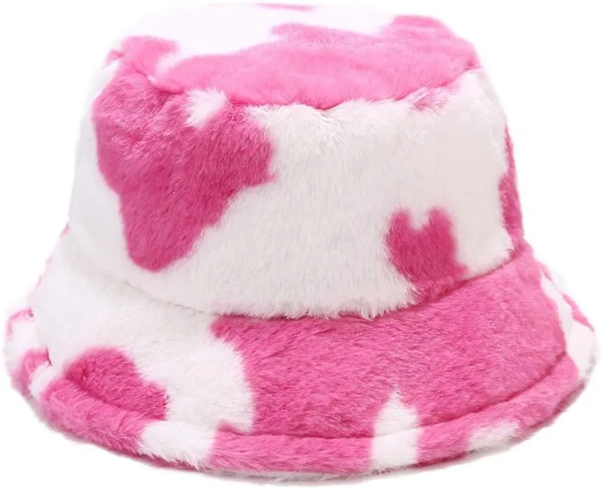 Winter Plush Bucket Hat for Women Warm Soft Faux Fur Fisherman Cap Fuzzy Fluffy Bucket Hats
