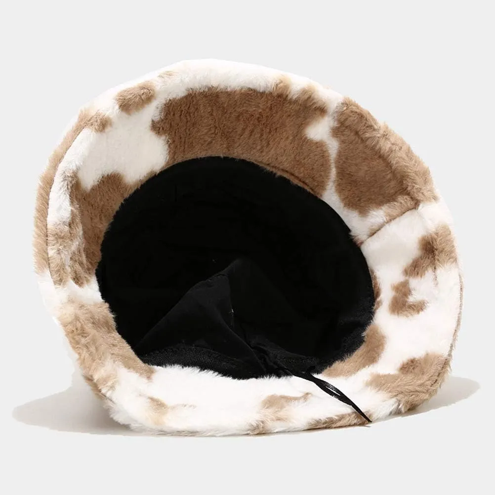 Winter Plush Bucket Hat for Women Warm Soft Faux Fur Fisherman Cap Fuzzy Fluffy Bucket Hats
