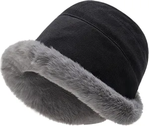 Winter Warm Bucket Hat Faux Fur Cotton Lambs Wool Fisherman Cap Fluffy Plush Thick Wind Protection Hats for Women Girls