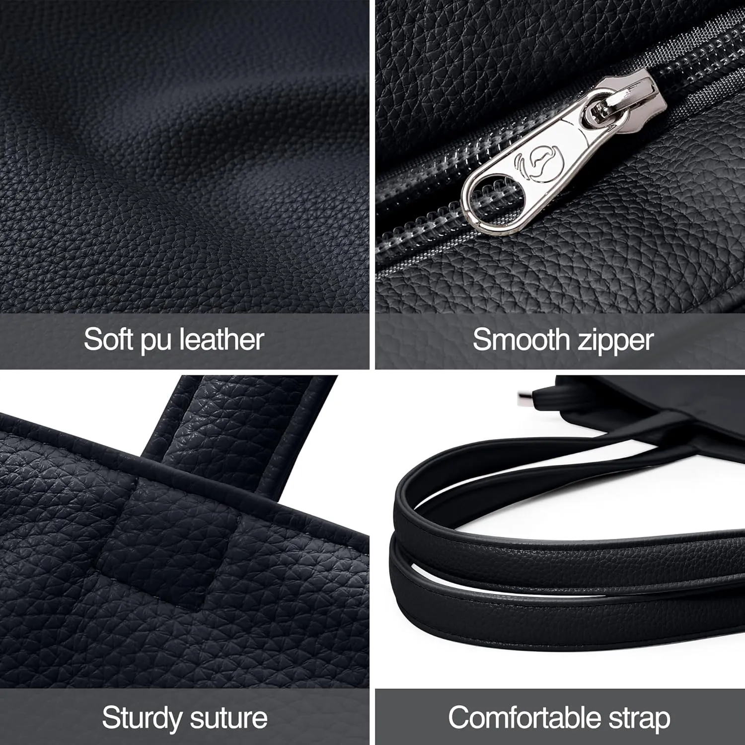 WLLWOO WLLWOO Soft PU Leather Tote Bag for Women Large Casual Hobo Handbags with Zipper Shoulder Work Bag Travel Purse