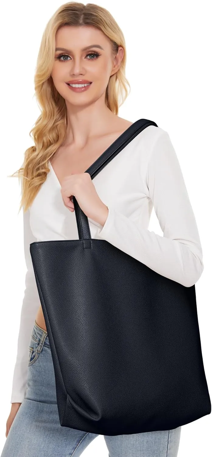 WLLWOO WLLWOO Soft PU Leather Tote Bag for Women Large Casual Hobo Handbags with Zipper Shoulder Work Bag Travel Purse