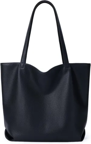 WLLWOO WLLWOO Soft PU Leather Tote Bag for Women Large Casual Hobo Handbags with Zipper Shoulder Work Bag Travel Purse